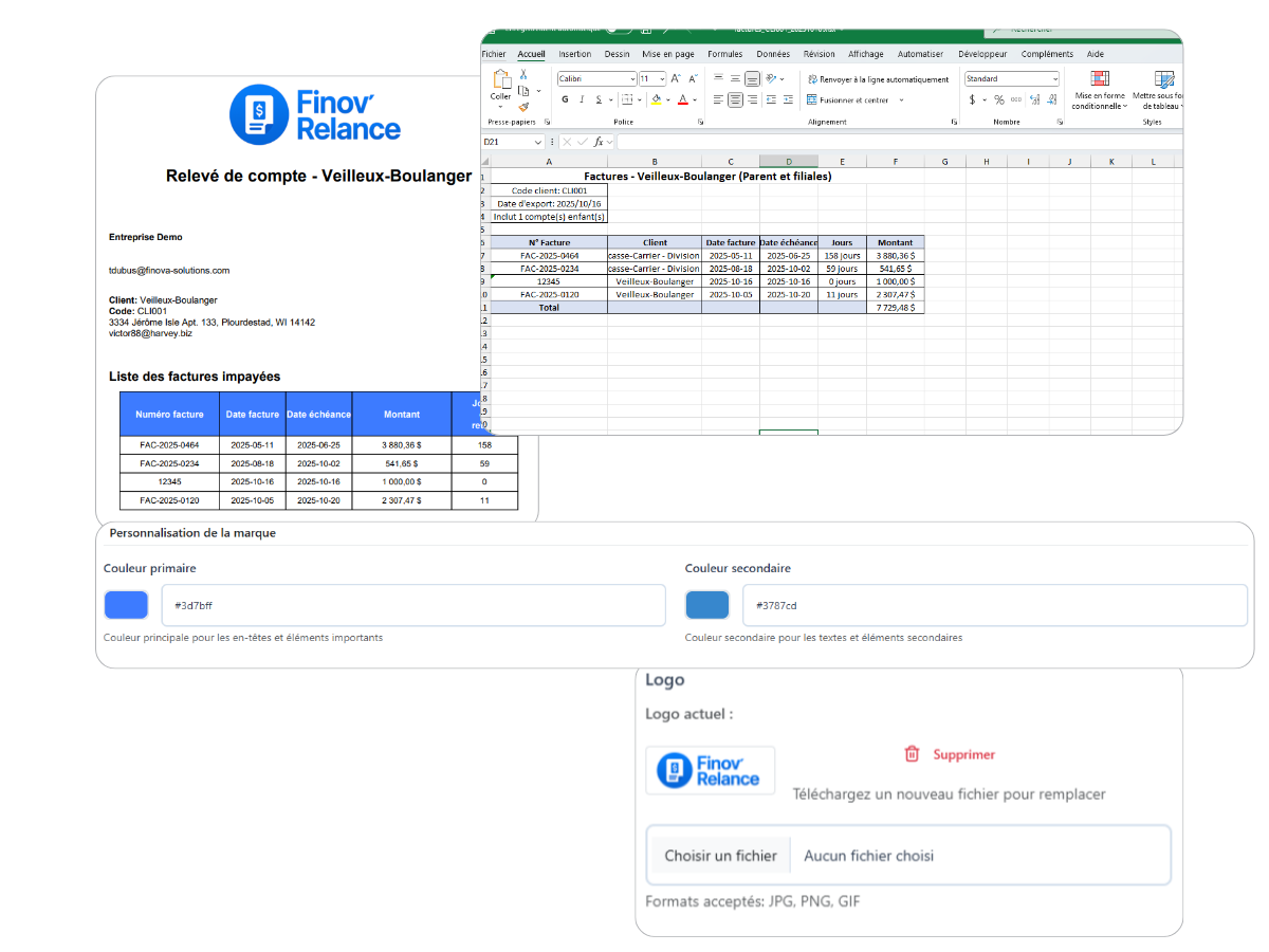 Génération d'états de compte PDF professionnels - Finov'Relance